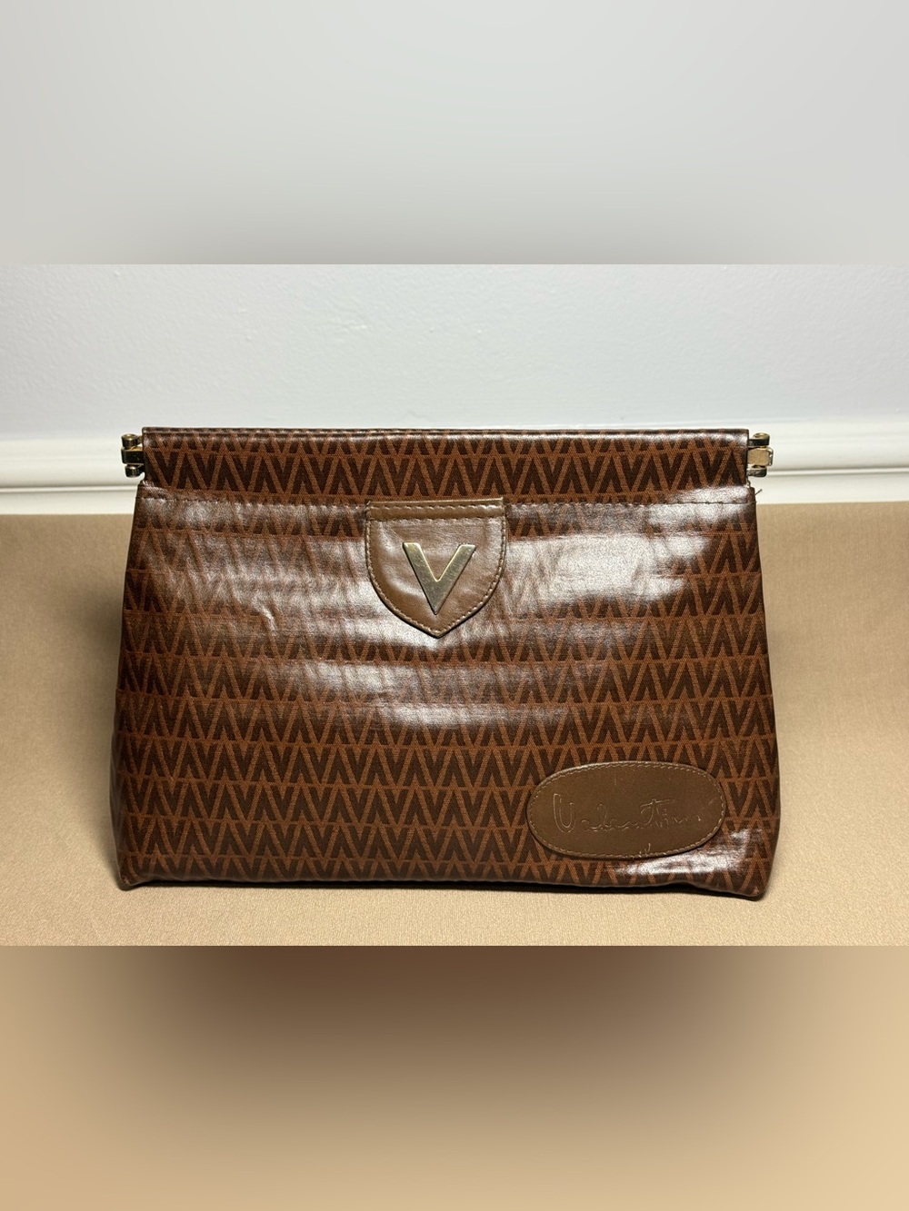 Vintage Mario Valentino Monogram Hinged Clutch Bag - ✨ Rare Vintage Find! ✨